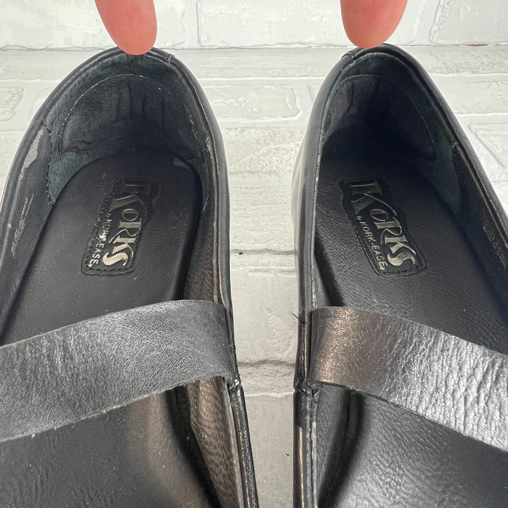 KORK-EASE Korks Mary Jane Shoes Womens 9.5 Black Leather Wedge Button Classic 41 - Picture 11 of 13